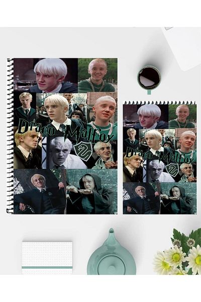 feroxby دفتر ملاحظات Draco Malfoy مقاس A5 مقاس 21 × 15 سم ومفكرة مقاس 14 × 10 سم بتصميم مخصص غير مبطن