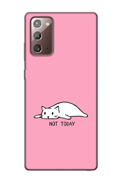 frondcase Samsung Note 20 Not Today Kedi Pembe Telefon Kılıfı