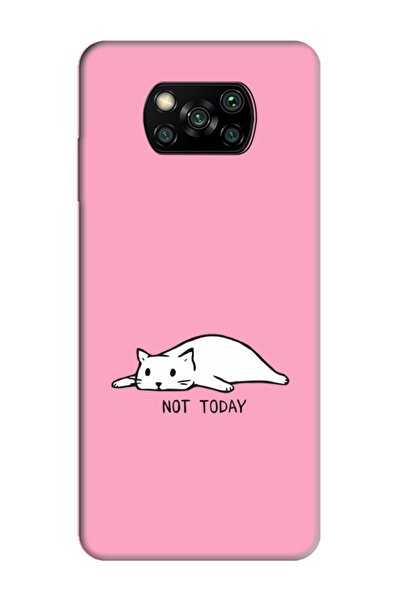 frondcase Poco X3 NFC Not Today Kedi Pembe Telefon Kılıfı