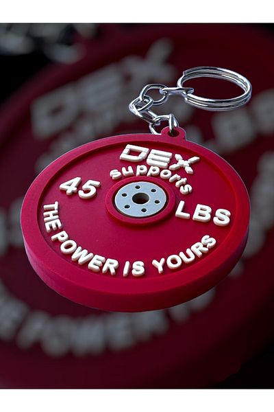 Dex Supports Lasting Energy سلسلة مفاتيح مصغرة للوحة وزن اللياقة البدنية، سلسلة مفاتيح هدية، نموذج سيليكون