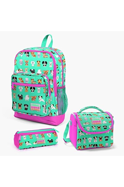 Coral High Köpek Desenli Dört Bölmeli Okul Çantası Beslenme Kalemlik 3 lü Set...