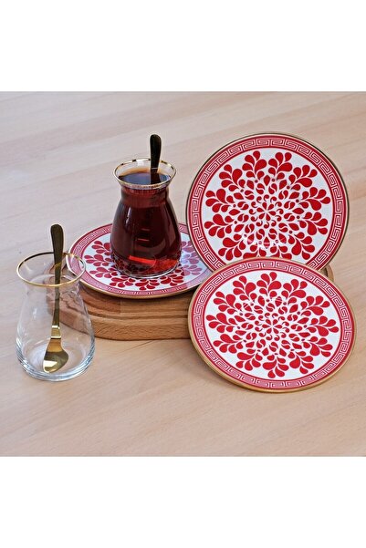 Glore Ladin Altın Yaldızlı Porselen Çay Takımı