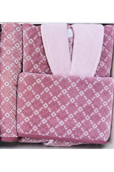 Özdilek Μαλακό Οικογενειακό Σετ Μπουρνούζι Καφέ-Claret Red