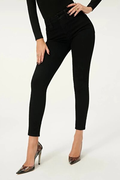 Livik Pantaloni de blugi din denim cu talie înaltă pentru femei Golden Lycra