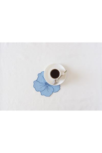 caka home design 4-Piece Cocktail Napkin with Flowers ( Blue )