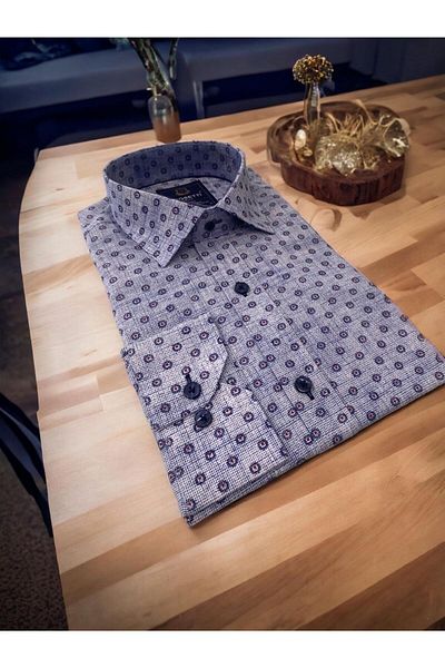 ROSETTİ Синя риза с копчета и скрита яка Rosetti Slim Fit