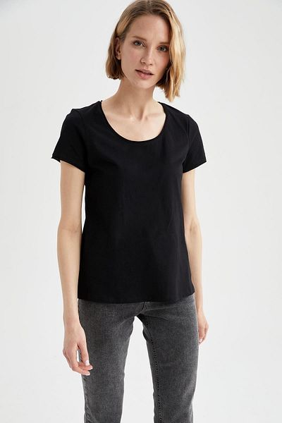 DeFacto Tricou cu mânecă scurtă, 100% bumbac, cu decor normal