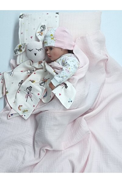 Yada Baby طقم بطانية وطبقة مزدوجة منقوشة من القطن العضوي بنسبة 100%