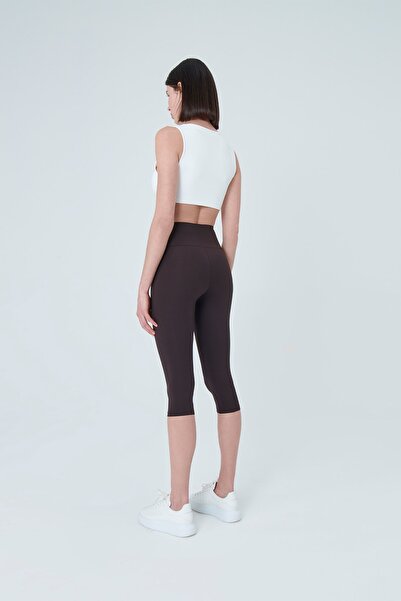 UP&FIT Push Up High Waist Capri Leggings Dark Brown