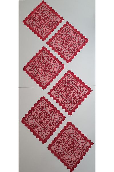 WENESSİ Ottoman Pattern Knitted Napkin Cover 6 Pieces 30x30 (red)