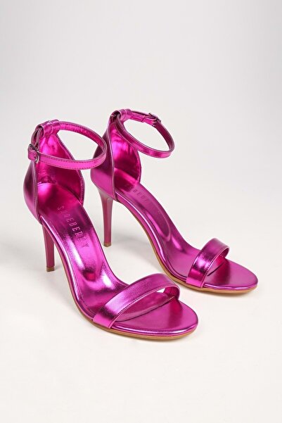 Shoeberry Women's Dianthus Purple Metallic Single Strap Heeled Shoes