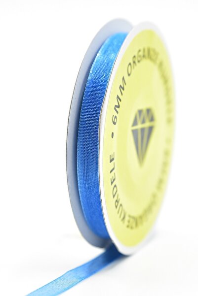 E Elmas شريط أورجانزا أزرق من ساكس (6 مم - 20 م)