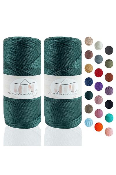Makromecity Premium 200 Gr 230m Polyester Macrame String Nefti Green 2mm Supla String και νήμα τσάντας (2x100 γραμμάρια)