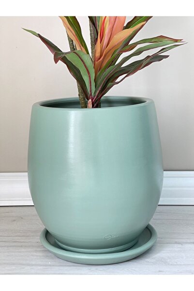 odka 25litre Armut Saksı Tabaklı Yükseklik:32cm Çap:26cm Mint Yeşili Renk
