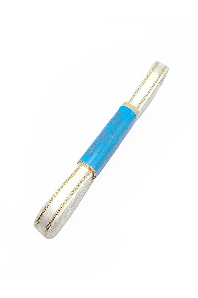 E Elmas شريط ستان مع شريط ذهبي (1 سم - 10 متر) - كريمي