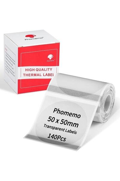 Phomemo 50x50mm/140adet Şeffaf Yuvarlak Etiket - M110, M108, M220, M221 İçin XY5050-140TT