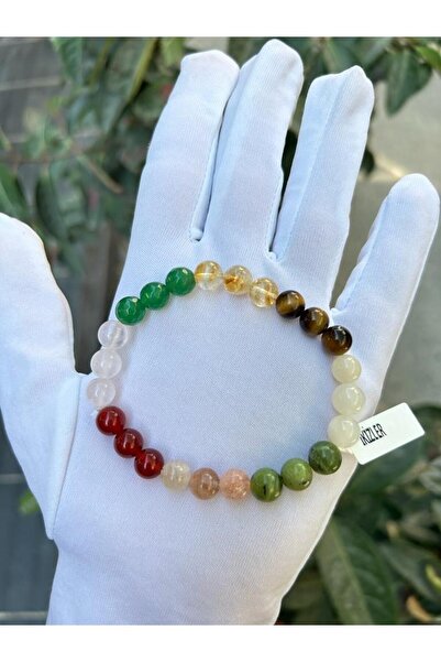 Asya Gems 8 mm Globe Cut Gemini Sign Natural Stone Bracelet
