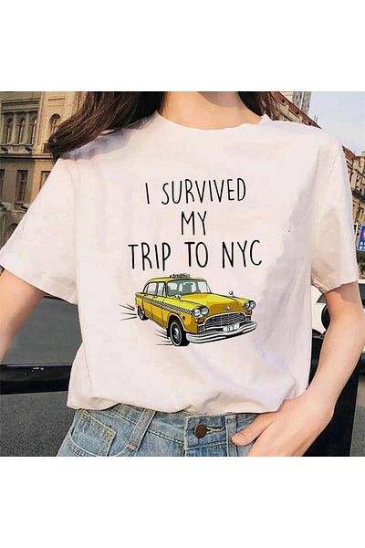 Touz Küt Küt 'I Survived' Printed White Unisex Oversize T-shirt