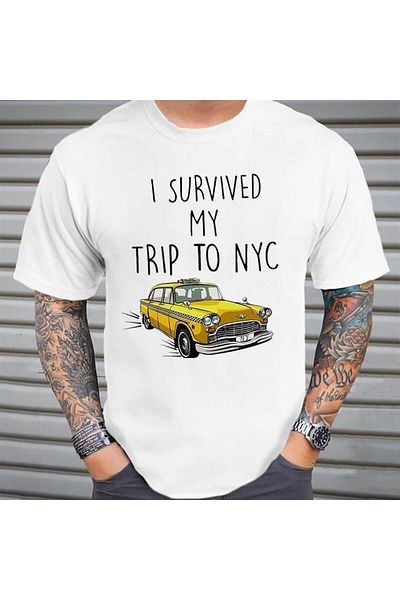 Touz Küt Küt 'I Survived' Printed White Unisex Oversize T-shirt