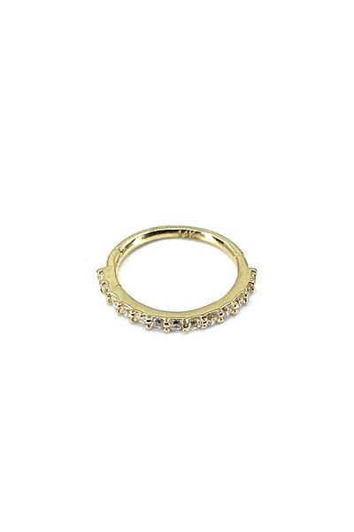 La femme by begum White Jewelled Large Size Half Lap Jewelled 14 Carat Gold Ring Piercing, Daith, Conch, Helix