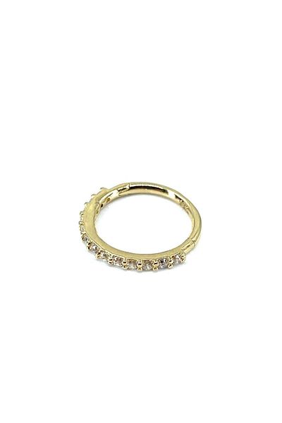 La femme by begum White Jewelled Large Size Half Lap Jewelled 14 Carat Gold Ring Piercing, Daith, Conch, Helix