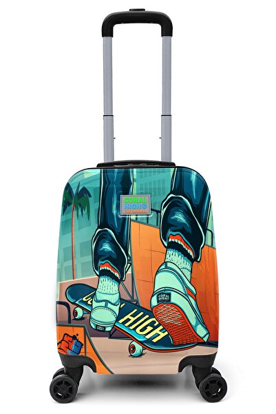 Coral High Kids Çivit Neon Turuncu Kaykay Desenli Çocuk Valizi 16742