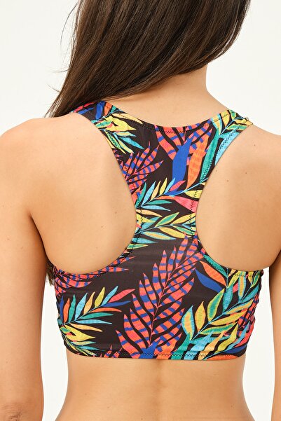 vawensea Kadın Desenli Badili Sporcu Yüzücü Bikini Renkli Yaprak (GÖĞÜS PEDLİ)