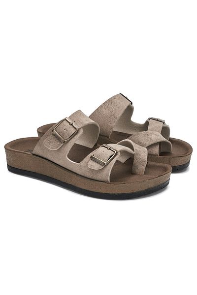 İmerShoes Καθημερινές γυναικείες μπεζ παντόφλες σαγιονάρες άνετα ρυθμιζόμενα σανδάλια με πόρπη από φελλό