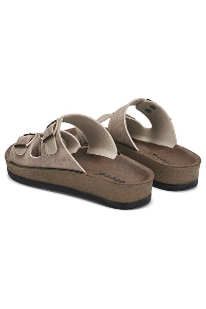 İmerShoes Casual Women's Beige Slippers Single Toe Comfortable Cork Sole Buckle Adjustable Sandals