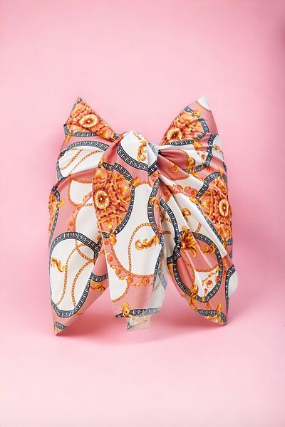 pistore White Salmon Chain Patterned Short Pareo Satin Women's Beach Dress New Season
