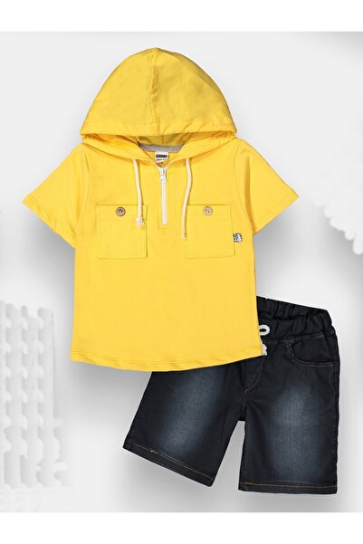 Novy Baby Short Sleeve Hooded Boy's 2-Piece Set with Jeans - Age 3-6 - 2093