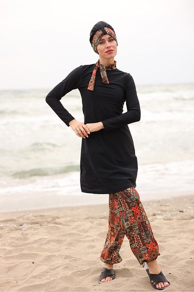 İKSUN Full Covered Hijab Swimsuit Full Lycra Water Repellent Quick Drying Fabric Hijab Siwimsuit