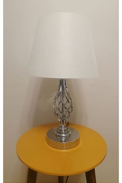 RİOLİGHT RETRO13 Rustic Vintage Chrome Body Sand - Headboard 1XE27 Lampshade