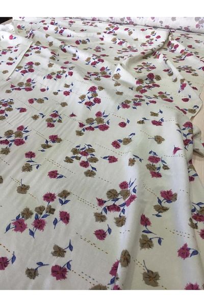 Papatyam Cotton Viscose Fabric / 1 Meter / Floral Pattern / Dress / Skirt / Fabric