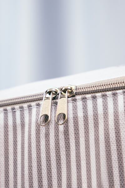 Textile sweet Mega Boy Beyaz Gri Çizgili Baza Altı Düzenleyici 74x46x22