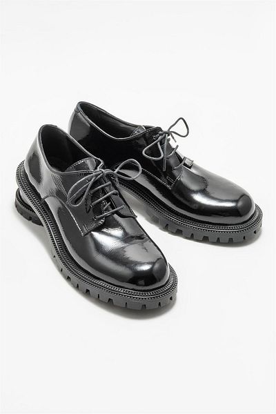 Elle Shoes Women's Black Leather Oxford