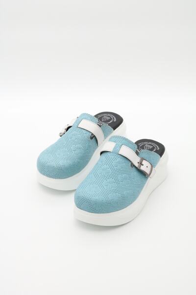 ORİNOR Kabartma Desenli Deri Sabo Terlik Ev Hastane Doktor Hemşire Tam Ortopedik Kadın Terliği %100 Deri