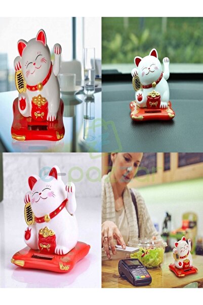 epazzar Japon Kültürü Bereket Şans Mutluluk Çağıran Şans Kedisi Solar Panelli Hareketli Pati Maneki Neko