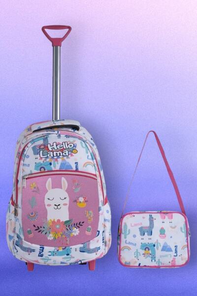 Uniquerrs Σετ 2 τεμαχίων σχολικής τσάντας για κορίτσια με σχέδιο Λάμα και ράμ...