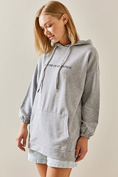 XHAN Gray Kangaroo Pocket Hooded Sweatshirt 3YXK8-47460-03
