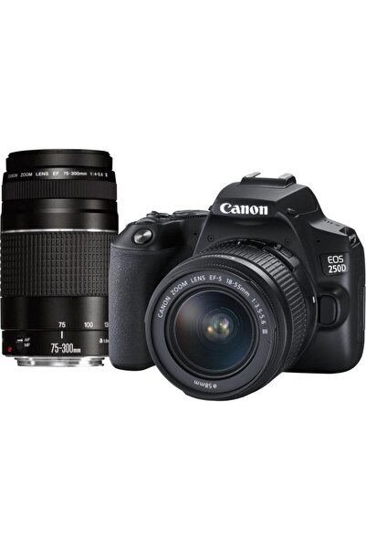 Canon EOS 250D 18-55mm III + 75-300mm DC Lens