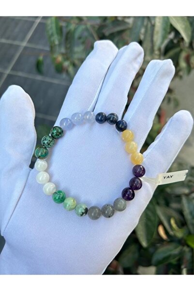 Asya Gems 8 mm Sphere Cut Natural Stone Bracelet - Bow Sign Detail