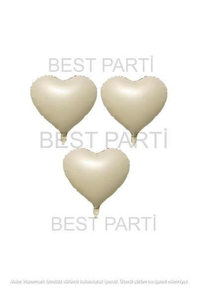 BEST PARTİ DOĞUM GÜNÜ PARTİ SÜSLERİ Beige Heart Foil Balloon 45 cm 3 Pieces