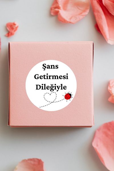 Beyaz Grafik Wishing You Good Luck / Thank You Themed Packaging Sticker Label (100 Pieces)