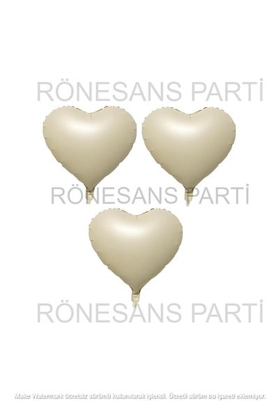 RÖNESANS PARTİ Beige Heart Foil Balloon 45 cm 3 Pieces