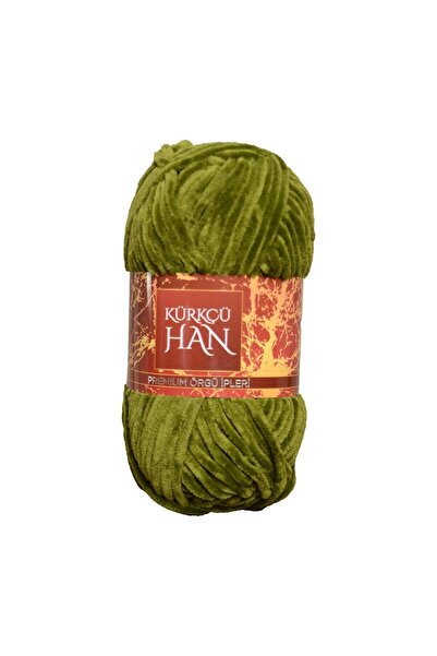 Kürkçü Han Kadife Ip 100gr 95mt El Örgü Ipi Açık Yeşil