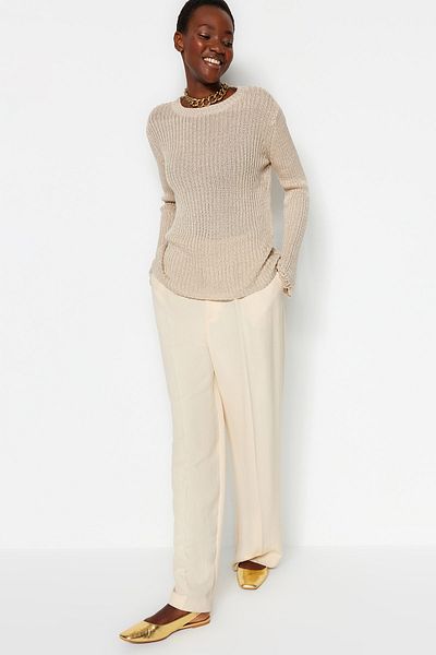 Trendyol Collection Сріблястий трикотажний светр з капюшоном Tas TWOAW24KZ01166