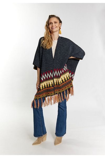 USHA FESTIVAL Strick Poncho rakata