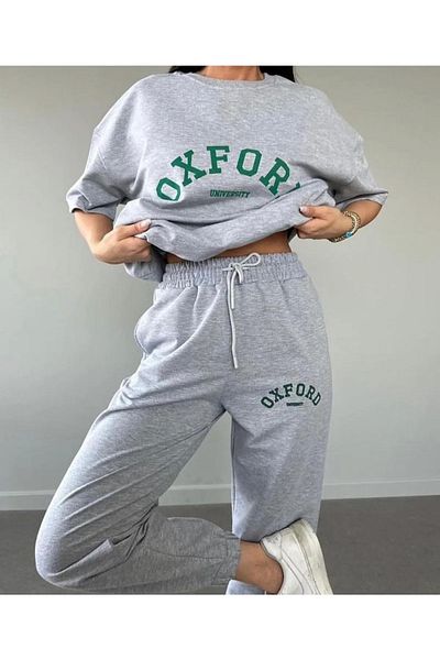 FAVORİST Printed Combed Short Sleeve Cotton Tracksuit Set