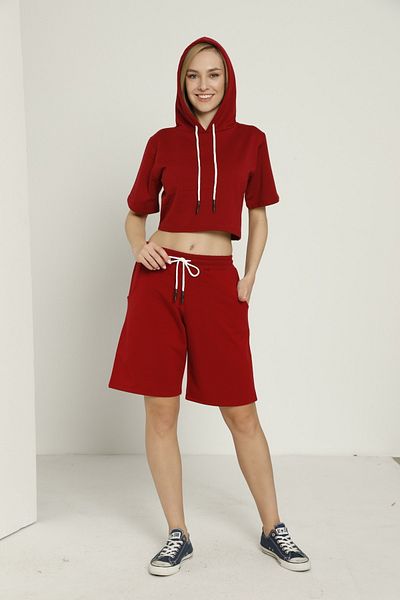 JENİKA Set pantaloni scurți cu glugă cu 2 fire pentru femei